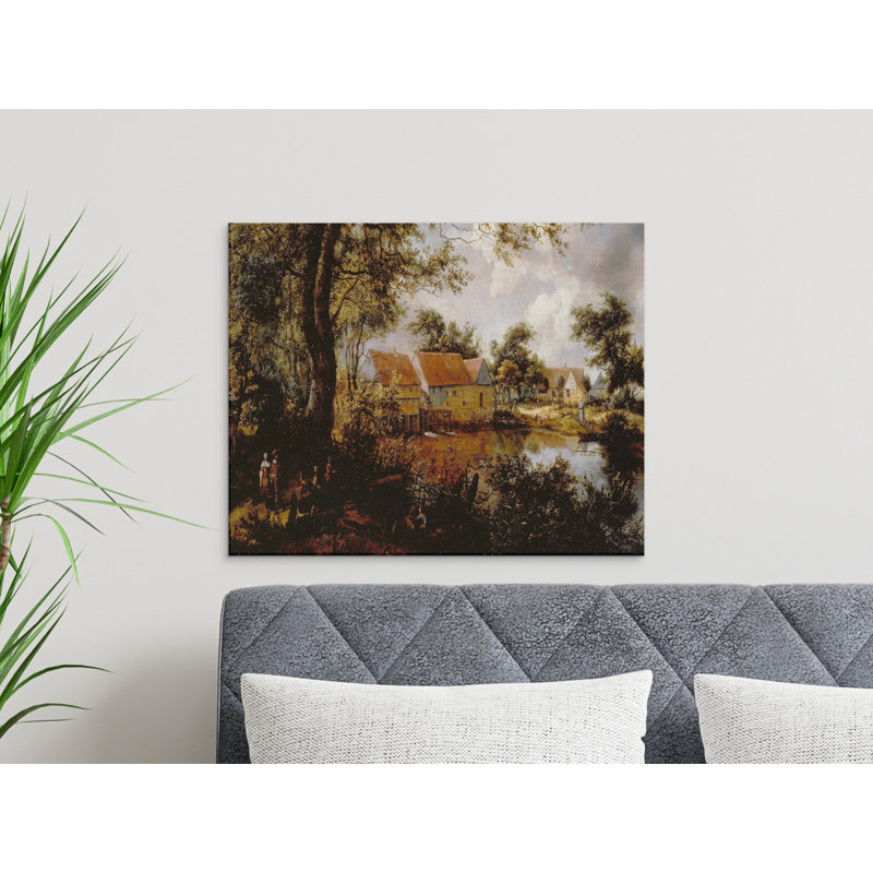 Old Mill Stream Canvas Wall Art, Landscape Painting Print, Gallery Wrapped, Ready to Hang, Archival Quality, Rustic Scene, Modern Decor