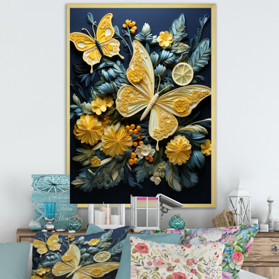 Délice de papillon jaune citron sur toile