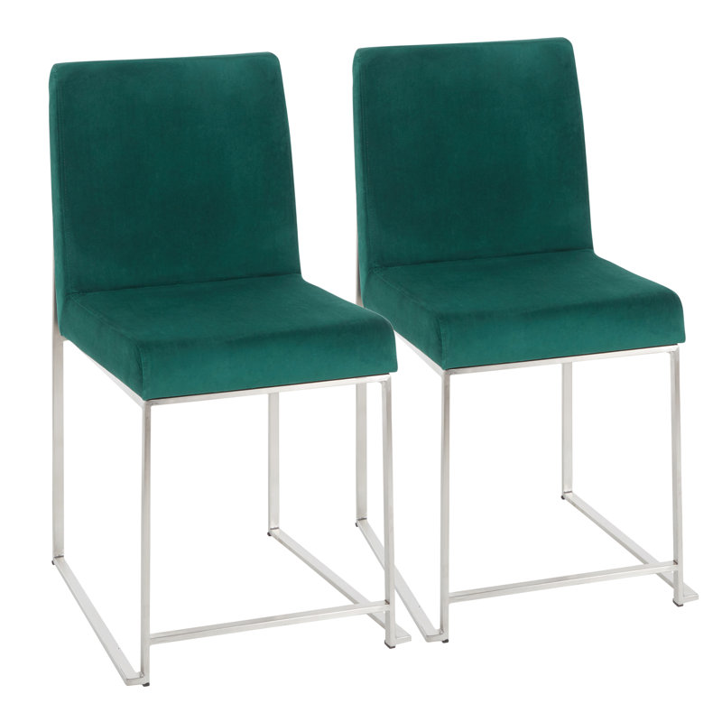Chaise d'appoint Ernestine, Velours vert, Acier Inoxydable
