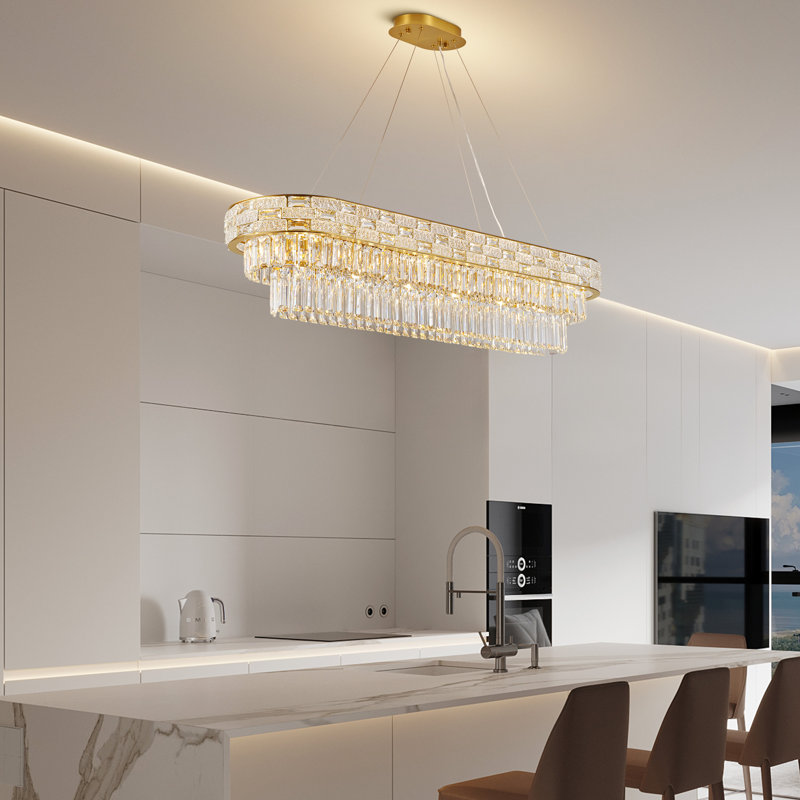 Crystal Chandelier Light Fixture, Luxury Round Chandeliers High Ceiling for Living Room, Bedroom, Dining Room, Kitchen Island, Entryway