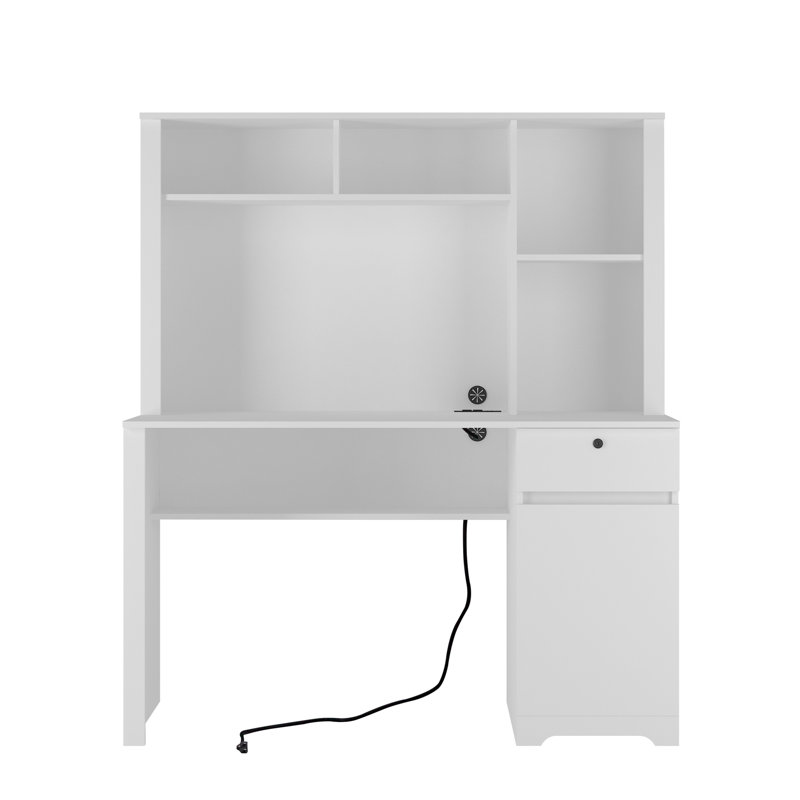 Bureau d'ordinateur avec huche et bibliothèque, bureau de direction en bois pour adolescents