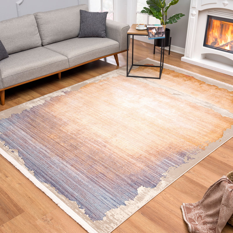 Tapis beige tissé à la machine Harville, Rectangle 9 pi 2 po x 12 pi 3 po