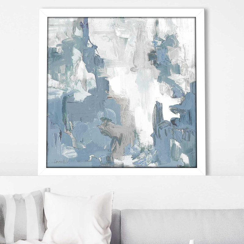 «Blue Serenade I» par Lanie Loreth, H 25,5 po x l 25,5 po x P 1 po, Cadre blanc