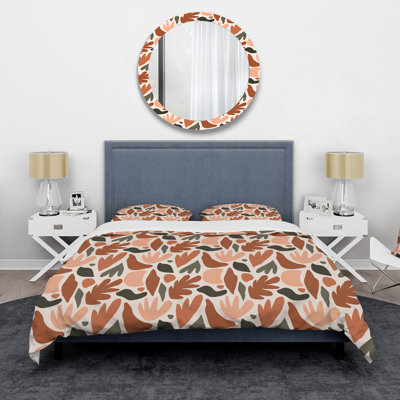 Geometric Retro Floral Shapes II - Modern Duvet Cover Set - Microfiber Polyester