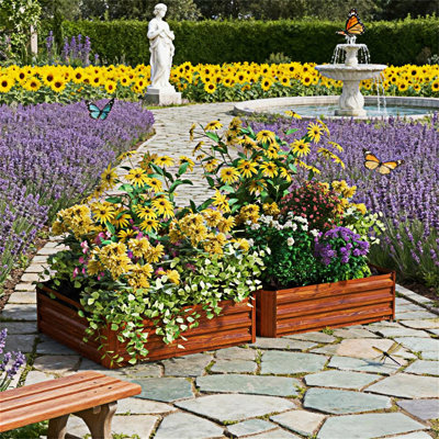 Metal Planter Box Raised Garden Bed,2 Piece