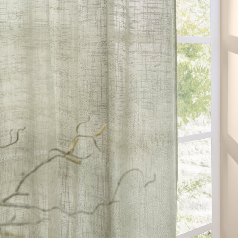 Cirrus Woven Sheer Curtain Panel, Green, 250cm Width x 290cm Drop