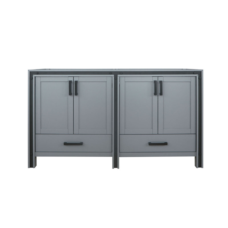Double Bathroom Vanity with Wood Top, Dark Grey