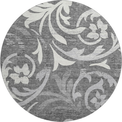 Premium Machine Washable Prisco Charcoal Rug