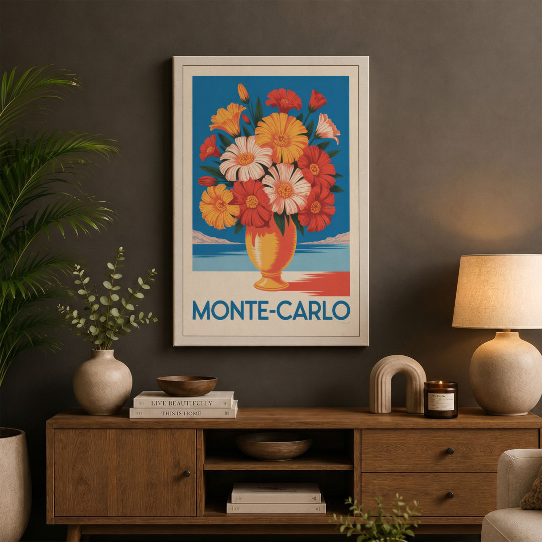 Monte-Carlo Floral Art Deco - Wrapped Canvas