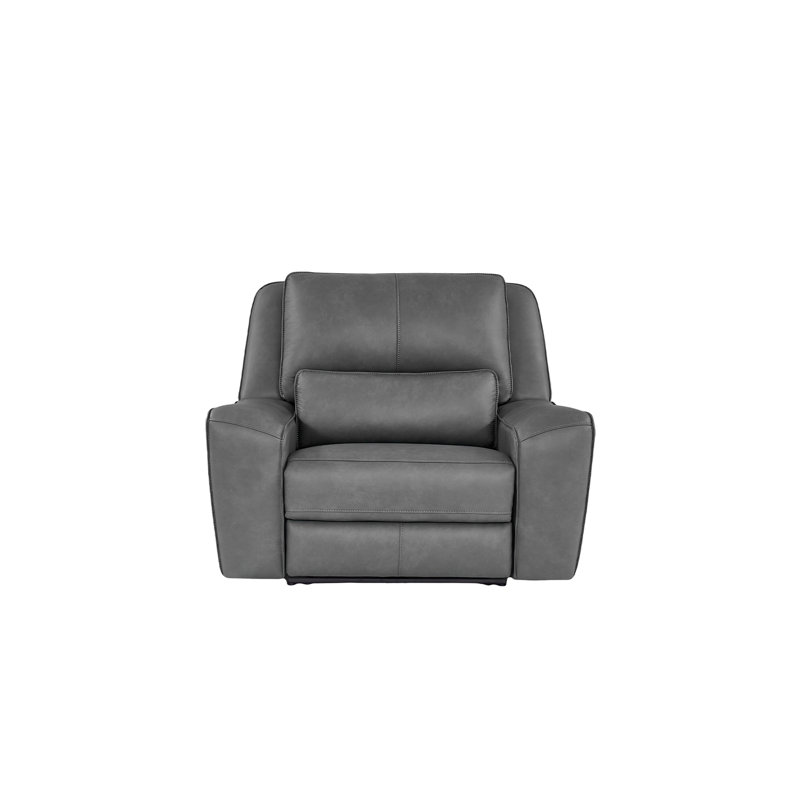 Top Grain Leather Power Recliner Chair With Zero Gravity, Adjustable Headrest & Lumbar Support, Gray Genuine Leather