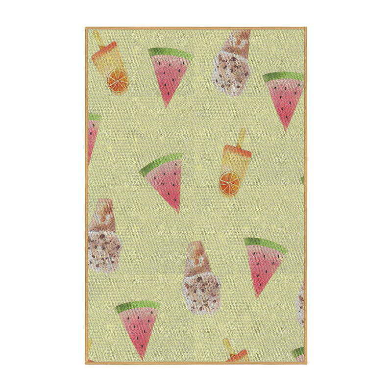 Tapis crème/rose à motifs, Rectangle 5 pi x 8 pi