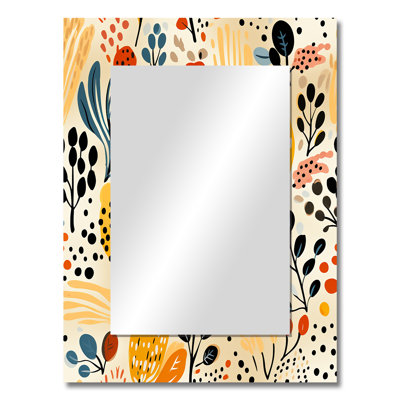 Zhir Beige And Yellow Boho Botanical - animal print  Decorative Wall Mirror, Animal Print Mirror, Printed Metal Art