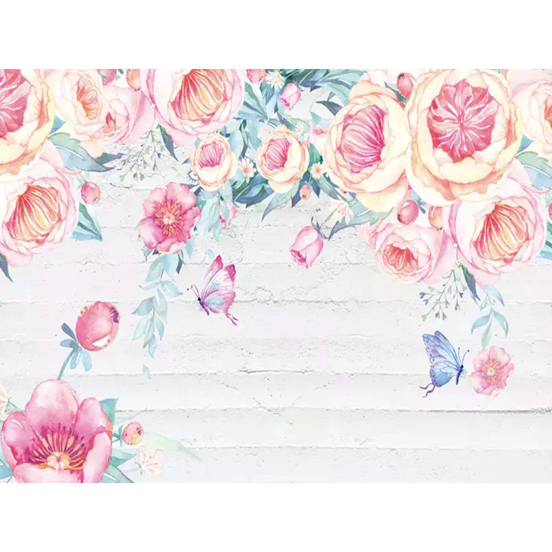 Papier peint floral aquarelle, L 35 po x l 55 po