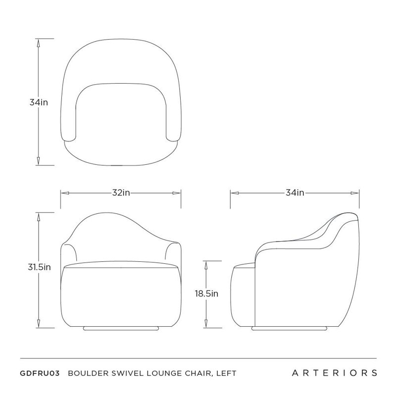 Boulder Swivel Lounge Chair, Left
