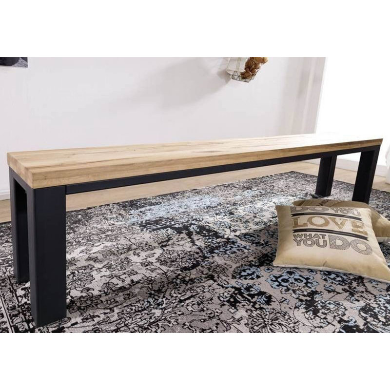 Villanders Solid Wood Bench, 45cm H x 160cm W x 35cm D, Ecru