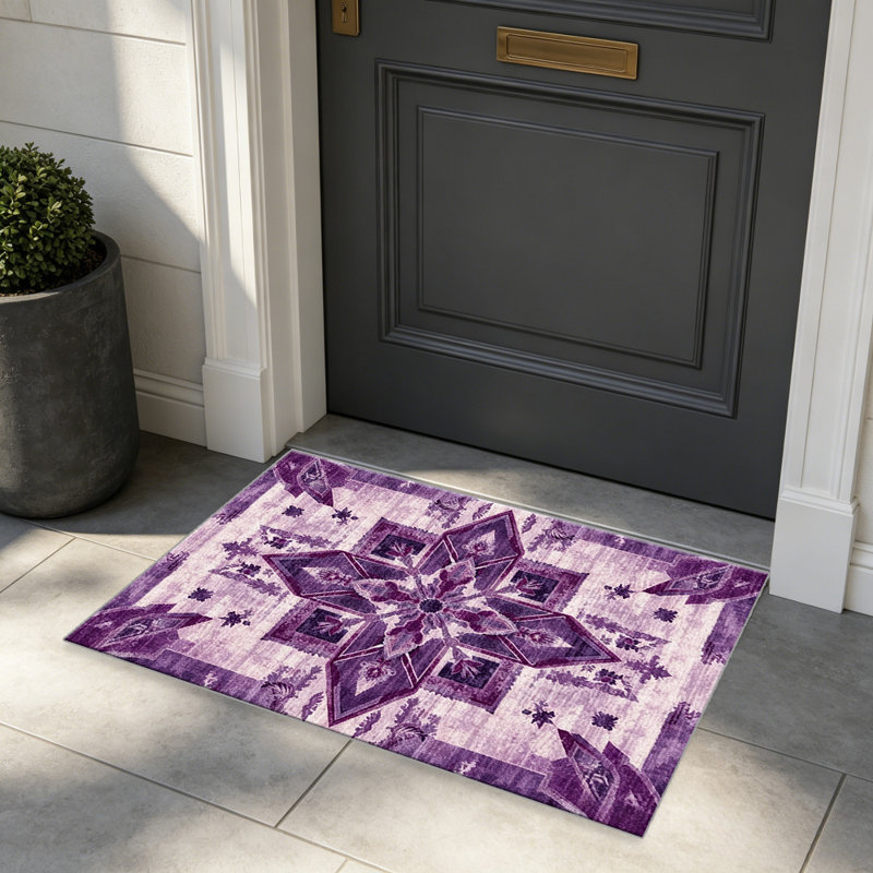 Purple Lavender Bohemian carpet-easy to clean, machine-washable, soft and comfortable; suitable for door mats, kitchens, living rooms, bedrooms, corridors, and laundry areas. Easy to clean, durable carpet for home decoration.