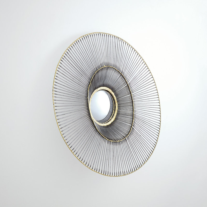 Bronze Gold Round Tilt-A-Wire 29.5" Wall Mirror