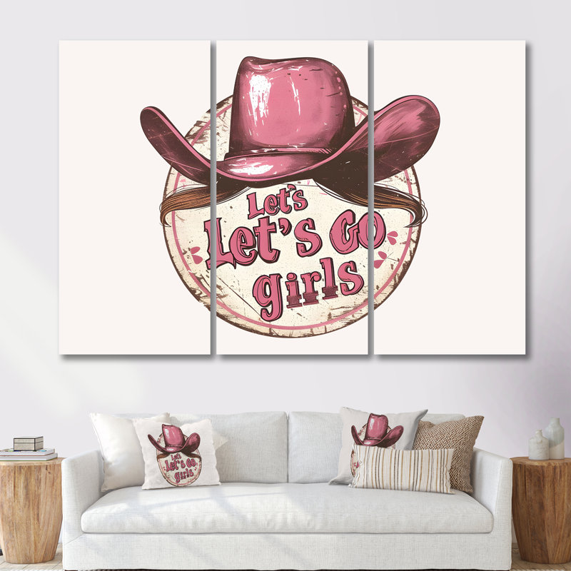 «Cowgirls Surfside Beach Babes» - ensemble d'impressions d'art mural, H 28 po x l 36 po x P 1 po, Toile tendue