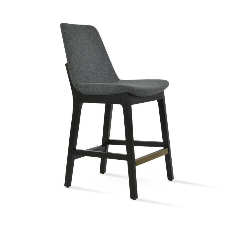 Eiffel Wood Stool, Bar Stool (29” Seat Height), Beige/Boucle