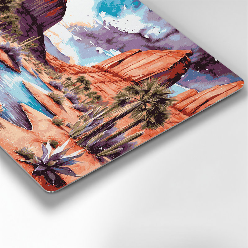 Art mural en métal brun 105 "Oasis du sud-ouest", H 144 po x l 216 po x P 0,05 po