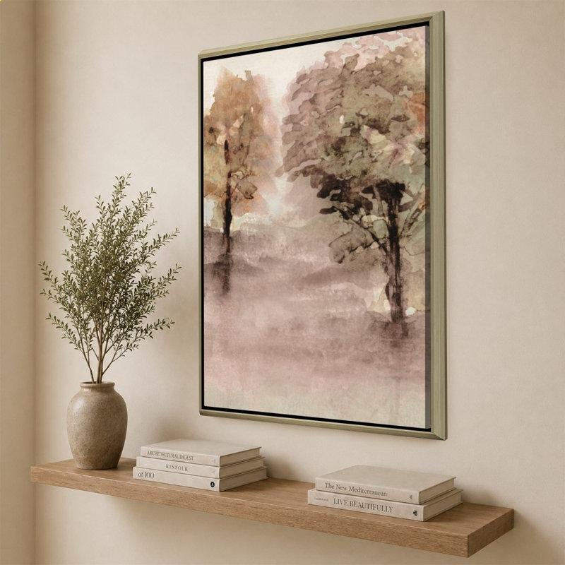 Debruce Trees par Val Rhodes - Impression sur toile, 64" H x 44" W, Champagne