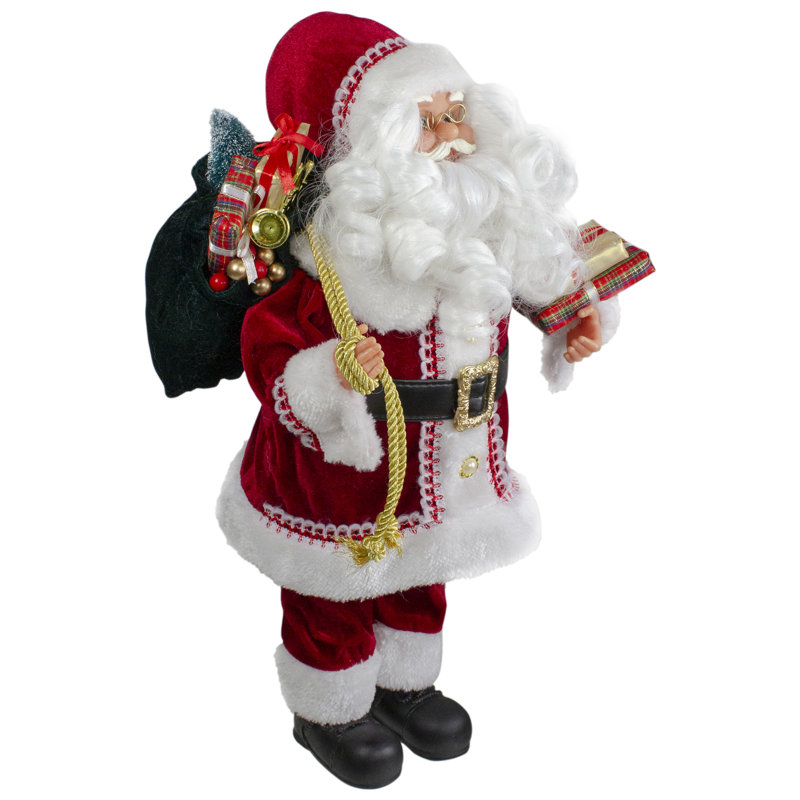 Figurine de Noël 18 pouces avec barbe bouclée et cadeaux