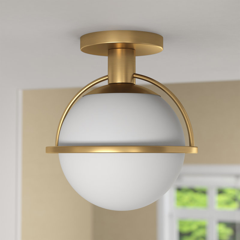Rosier Glass Flush Mount, Antique Brass