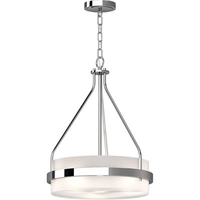 Emery 3-Light Indoor Chrome Mini Hanging Chandelier with Frosted Glass Drum Shade