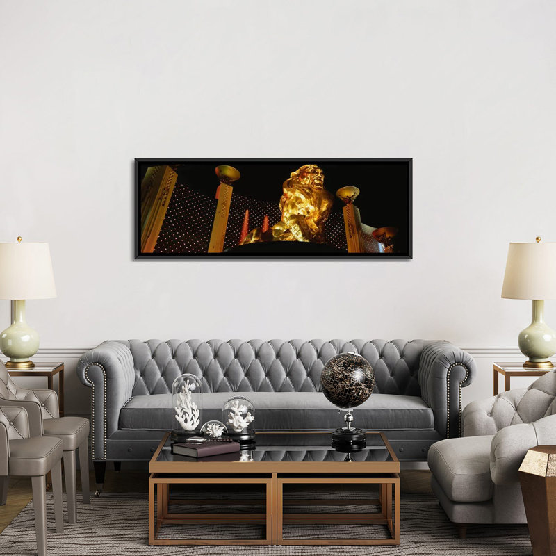« mgm grand las vegas, nevada », reproduction de photo sur toile, H 20 po x l 60 po x P 1,5 po, Toile avec cadre noir