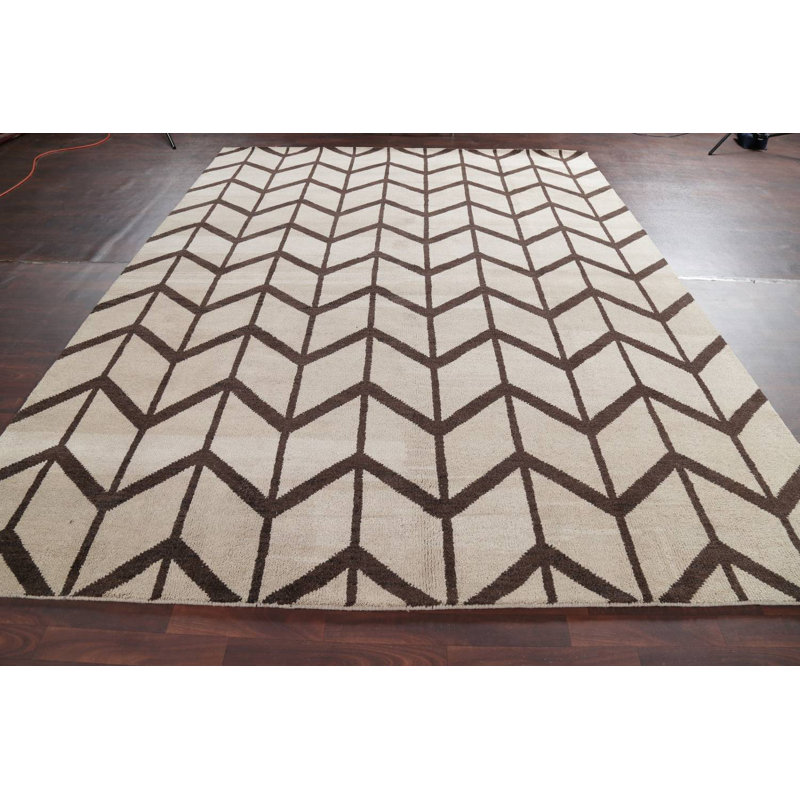 Tapis de la surface brune en laine touffeté à la main Scottsburg, Rectangle 10 pi x 13 pi 9 po