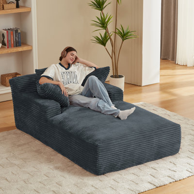Extra-Long 79" Chaise Lounge Chair Indoor For Living Room And Office, No Assembly Required