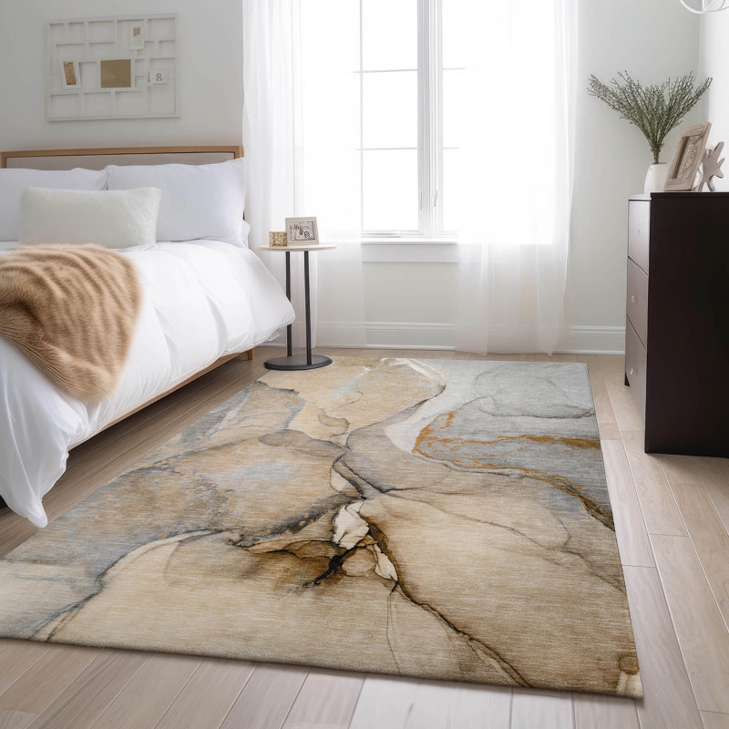 Tapis beige Cerrito AMF506 lavable à la machine de qualité supérieure, Rectangle 2 pi 6 po x 3 pi 10 po