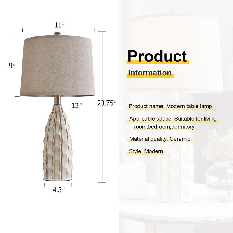 Intissar 23.75” Modern Ceramic Lamp,Suitable for Living Room,Study Room,Office,Bedside Table Lamp