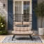 Ensemble de patio d'extérieur en osier 2 pièces avec coussins amovibles-125060907-125060909