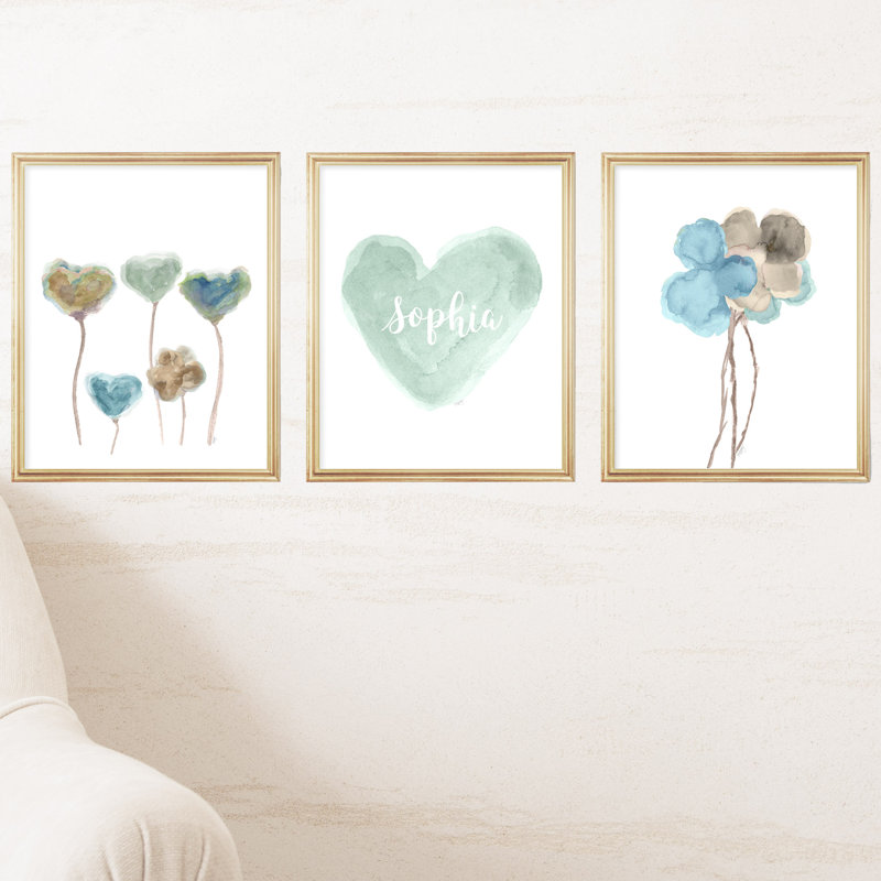 Fleurs bleues et vertes, 3 pièces de papier, H 10 po x L 8 po x P 0,06 po, Oui