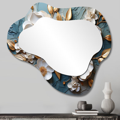 Miroir décoratif asymétrique blanc et doré