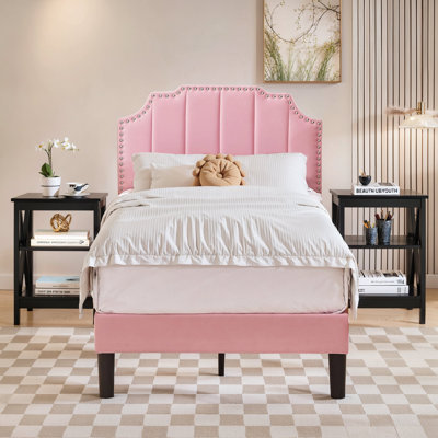 Twin Upholstered Bed With 2 Nightstands – Modern Bedroom Set
