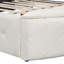 Lit en velours avec tiroir et tabouret de rangement latéral-88641640
