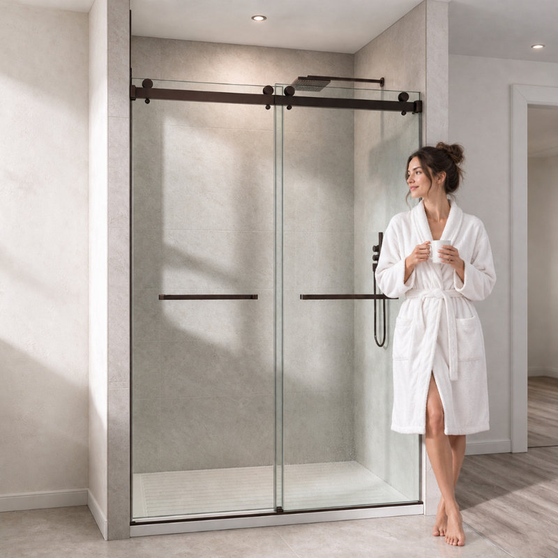 60" W x 79" H Double Sliding Shower Door, Oil Rubbed Bronze