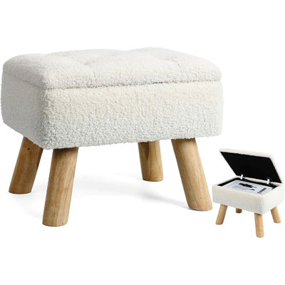Petit repose-pieds avec rangement et repose-pieds en velours avec siège rembourré