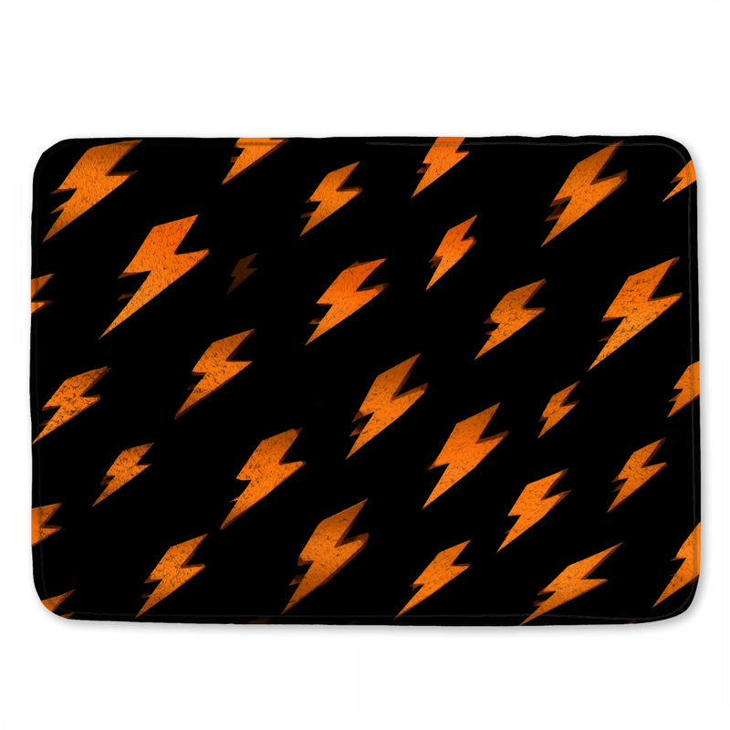 Tapis de bain orange Lightning Bolts, 34in W x 21in L