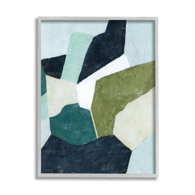 Abstrait dynamique infusé de formes bleu vert beige par Grace Popp - reproduction d'art