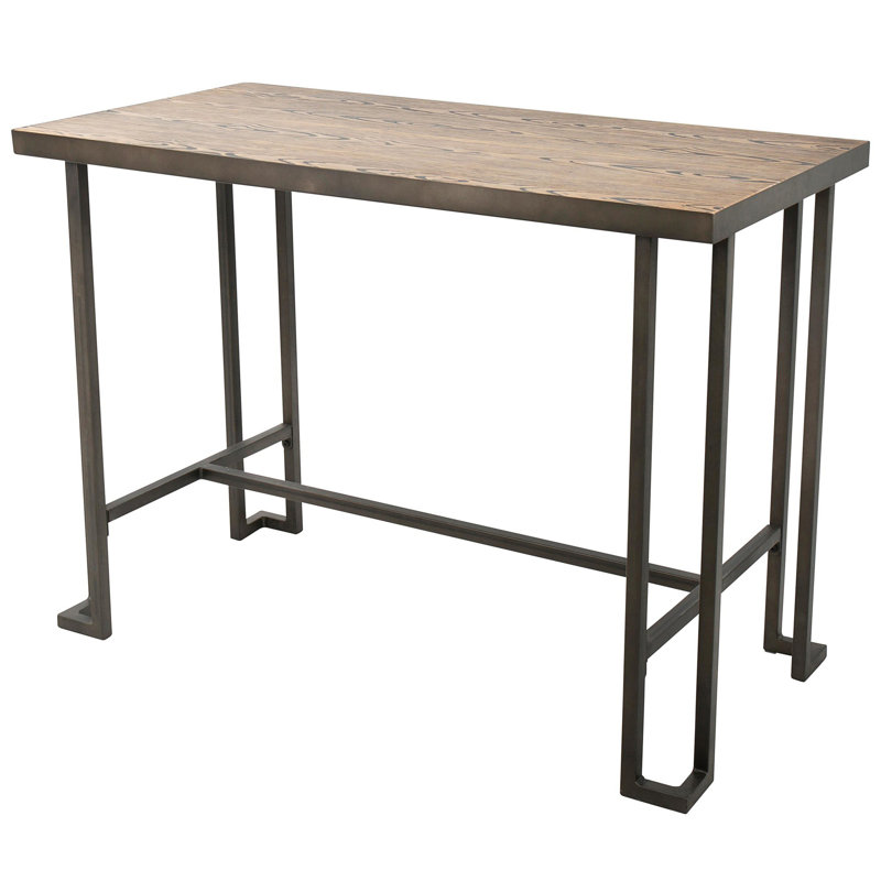 Reclaimed Wood Rustic Brown Counter Table with Steel Frame
