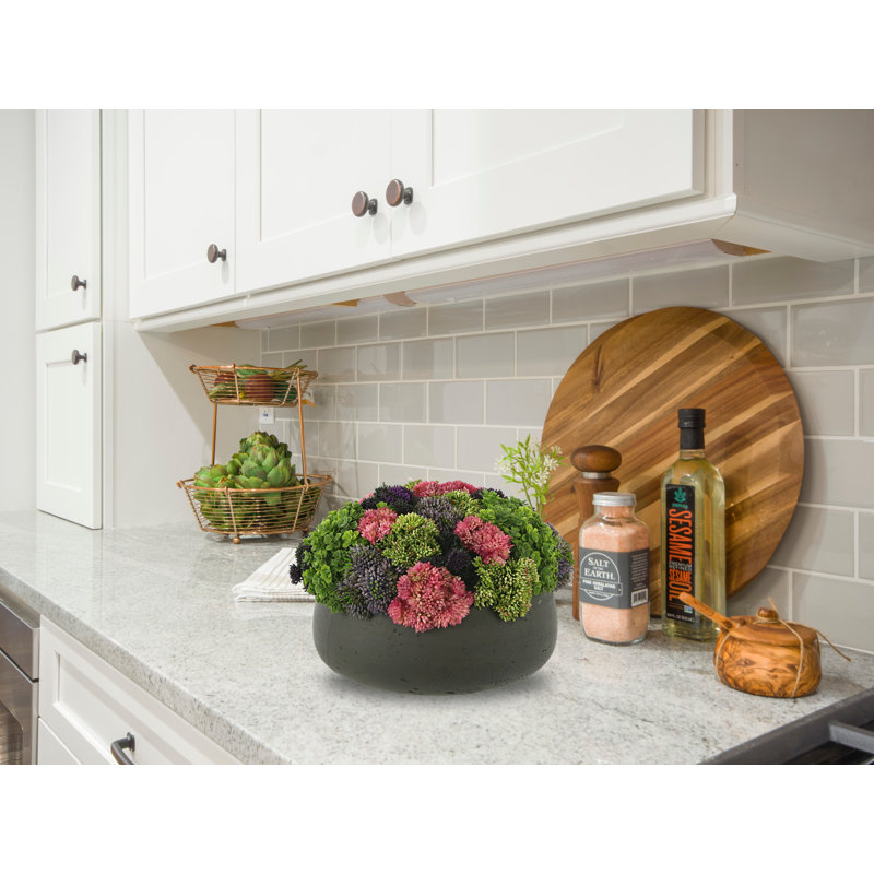 Sedum Arrangement in Fiberstone Planter, Dark Gray