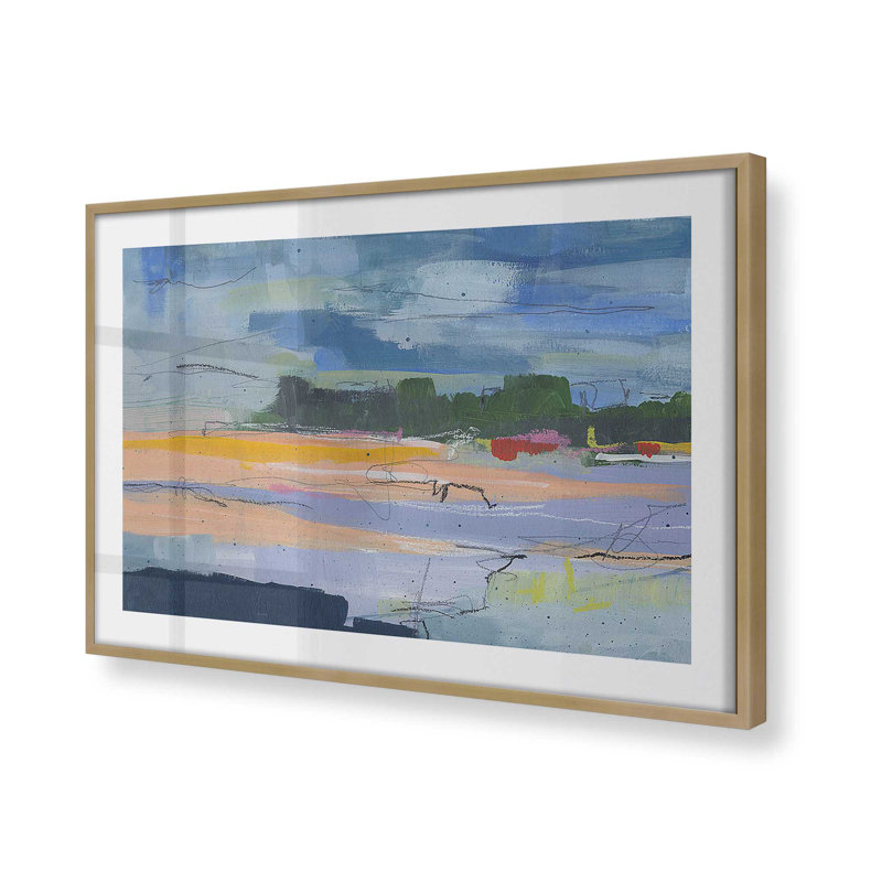 «Twilight's First Glow» encadré sur papier par Jan Weiss, Or brossé, H 25,25 po x l 37,25 po x P 1,25 po