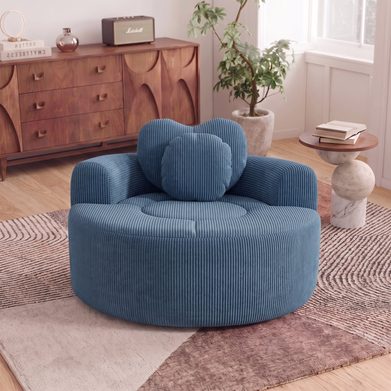Petit canapé-lit modulaire rond en nuage, sans assemblage requis, avec coussins pour le salon, Blue
