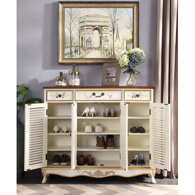 American Country Style Minimalist Solid Wood Shoe Cabinet
