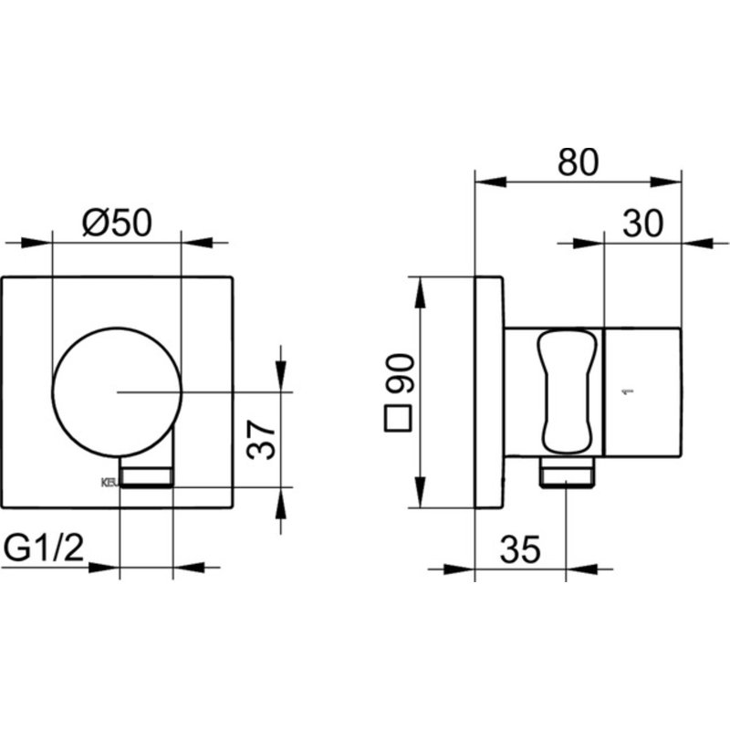 2-Way Stop Single Concealed Diverter Shower Valve