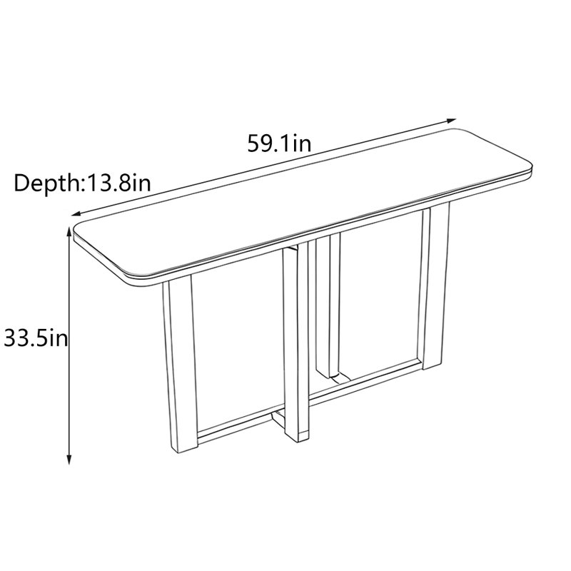 Table de hall d'entrée italienne de luxe, H 33,5 po x l 59,1 po x P 13,8 po, Blanc