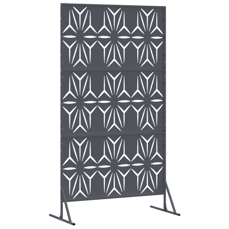 Metal Fence Panel Metal Large Patterned, Anthracite